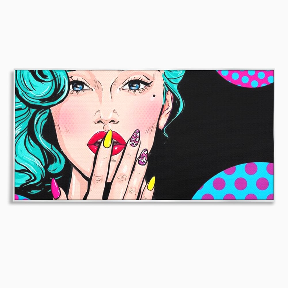 Tablou canvas cu tablou canvas cu femeie pop art, in rama de aluminiu argintiu